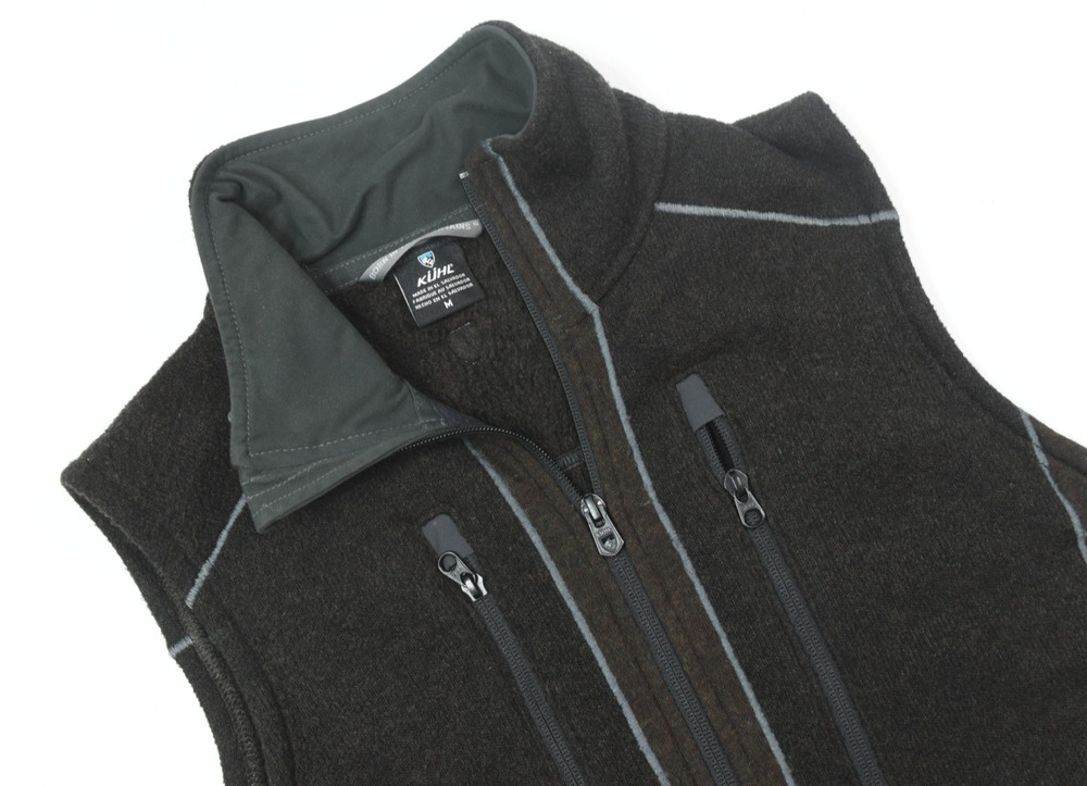 Kuhl Interceptr Fleece Vest Mens Medium Brown Full-Zip Pockets Hiking Outdoor
